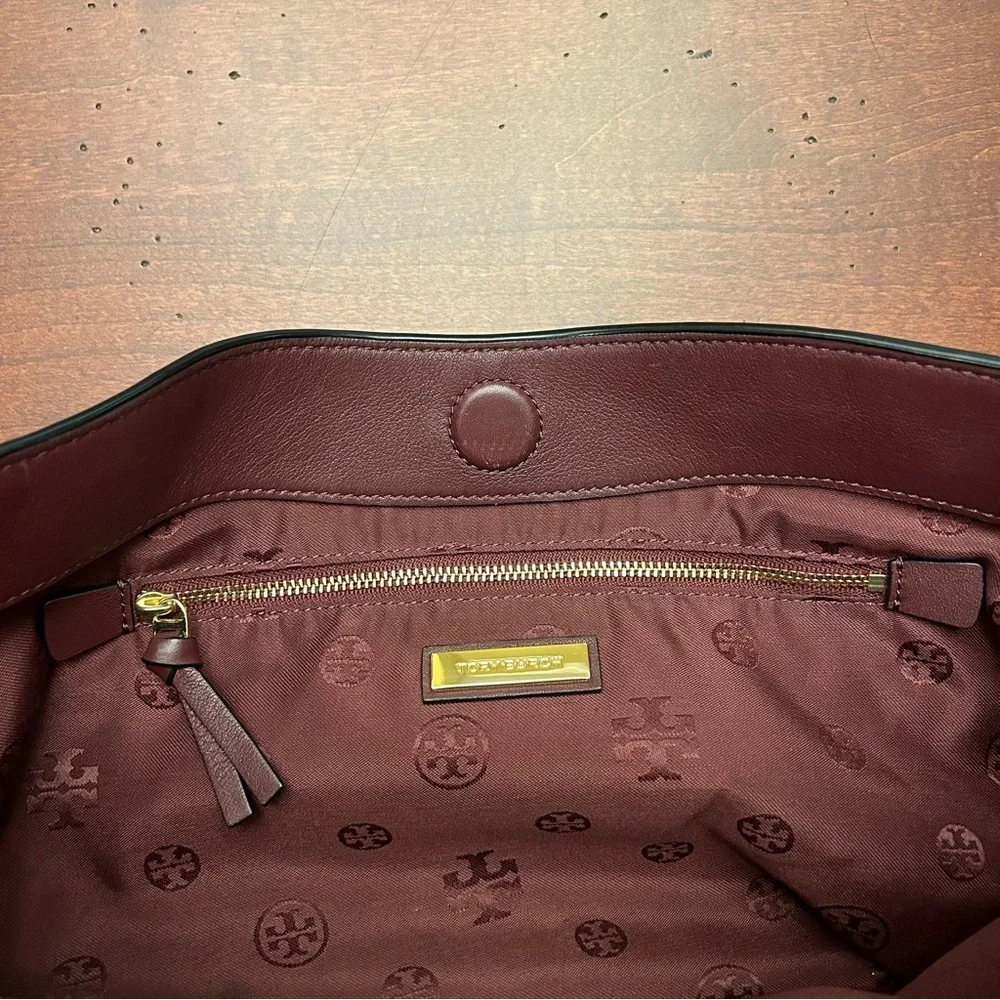 Tory Burch Burgundy Suede Chain-Handle Shoulder Bag